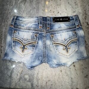 Rock Revival 30" Embellished Denim Shorts Hottie Rocker Y2K Studded Low Rise